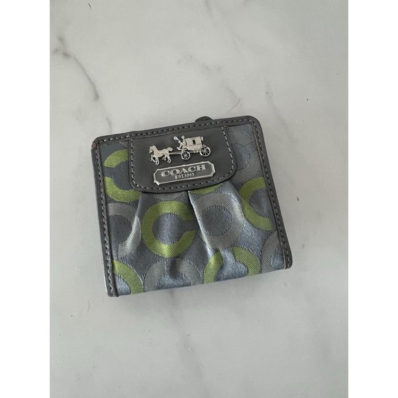 Coach Handbags - COACH Gray Green Snap Wallet